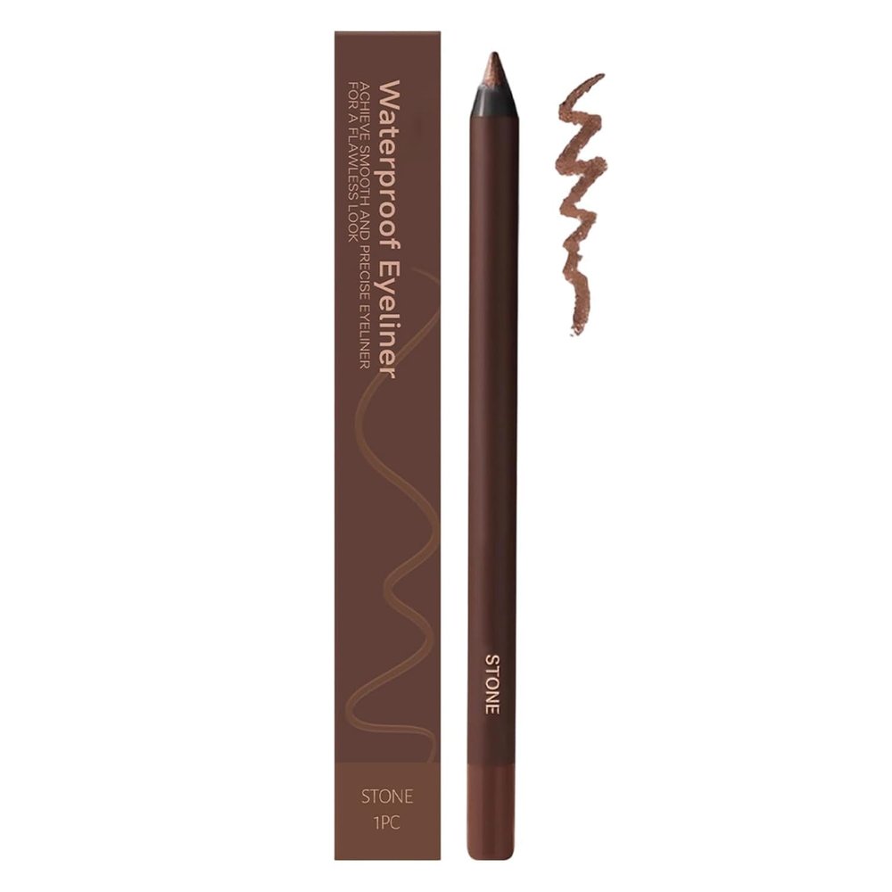 24 Hr Waterproof Eyeliner Duo Sharpenable Eye Pencil, 2025 New Eyeliner Pencil Waterproof, Long Lasting Eye Liner for Daily Makeup, No Smudging, Fading, Smooth And Easy To Color (Stone)