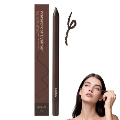 24 Hr Waterproof Eyeliner Duo Sharpenable Eye Pencil, 2025 New Eyeliner Pencil Waterproof, Long Lasting Eye Liner for Daily Makeup, No Smudging, Fading, Smooth And Easy To Color (Brown)