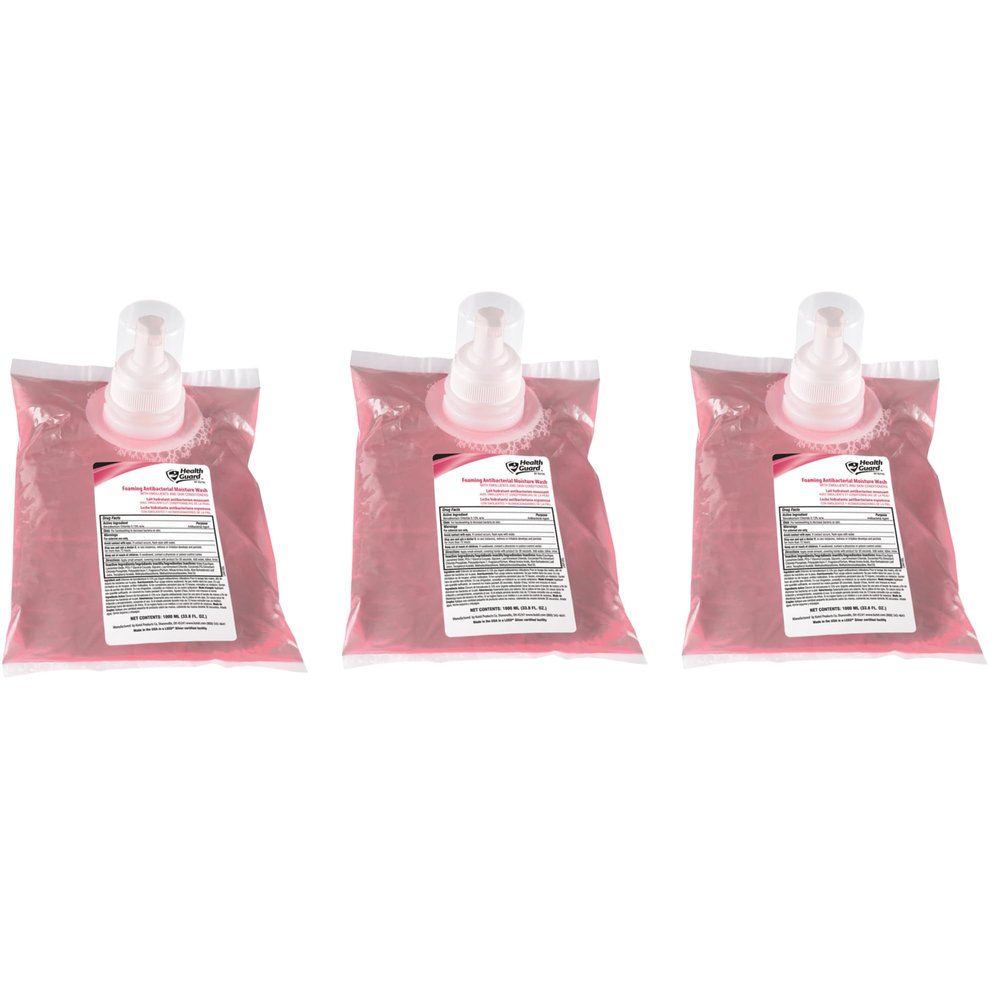 Health Guard 64041 Foaming Antibacterial Moisture Wash, 1000 mL Refill, (Pack of 3)