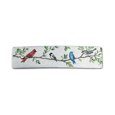 Birds on a branch hair clip, bird barrette, French clip hair barrette, handcrafted in USA, fine to thick hair, four sizes, made in the USA, Treetop Design Co (Small)