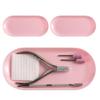 3Pcs Manicure Tools Storage Tray, Oval Plastic Storage Dish Nail Art Accessory Display Trays, Jewelry Rhinestone Organizer Plate, Makeup Cosmetic Nail Decorations Storages PlatePink view 1