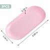 3Pcs Manicure Tools Storage Tray, Oval Plastic Storage Dish Nail Art Accessory Display Trays, Jewelry Rhinestone Organizer Plate, Makeup Cosmetic Nail Decorations Storages PlatePink view 2
