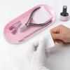 3Pcs Manicure Tools Storage Tray, Oval Plastic Storage Dish Nail Art Accessory Display Trays, Jewelry Rhinestone Organizer Plate, Makeup Cosmetic Nail Decorations Storages PlatePink view 3