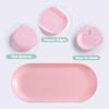 3Pcs Manicure Tools Storage Tray, Oval Plastic Storage Dish Nail Art Accessory Display Trays, Jewelry Rhinestone Organizer Plate, Makeup Cosmetic Nail Decorations Storages PlatePink view 4