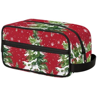 Foerrkelg Kids Travel Toiletry Bag for Boys Men -Merry Christmas Tree Pine Hanging Kit - Waterproof Shaving Bag Bathroom Bags Wash Bag for Toiletries Accessories