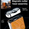 Mini Shaver, Small Steel Cannon Suspended Magnetic Blade Shaver, R-12 Portable Luggage Electric Shaver, USB Rechargeable One-Button Long Lasting for Home Travel (2Pcs C) view 4