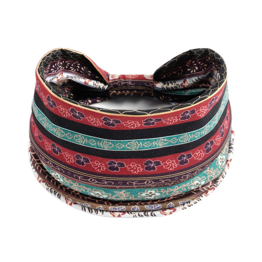 1 Pack Boho Headbands Stretch Paisley Print Bandana Headband Criss Cross Hair Bands Knotted Head Wrap Yoga Daily for Women and Girls (Scarlet Bohemian)