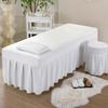 LDLCYCN White,70x190cm(T), Massage Bed Cover with Face Hole Massage Table Bed Skirt Beauty Massage Spa Couch Cover with Skirt All-Round Wrap Bed Skirt for Treatment Couch Massage Table Washable view 1