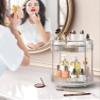 360 Rotating Makeup Organizer for Vanity, Skincare Perfume Organizers and Storage for Bathroom Countertop, Clear Makeup Brush Holder Lazy Susan for Counter (Transparent, 2 Tier) view 2