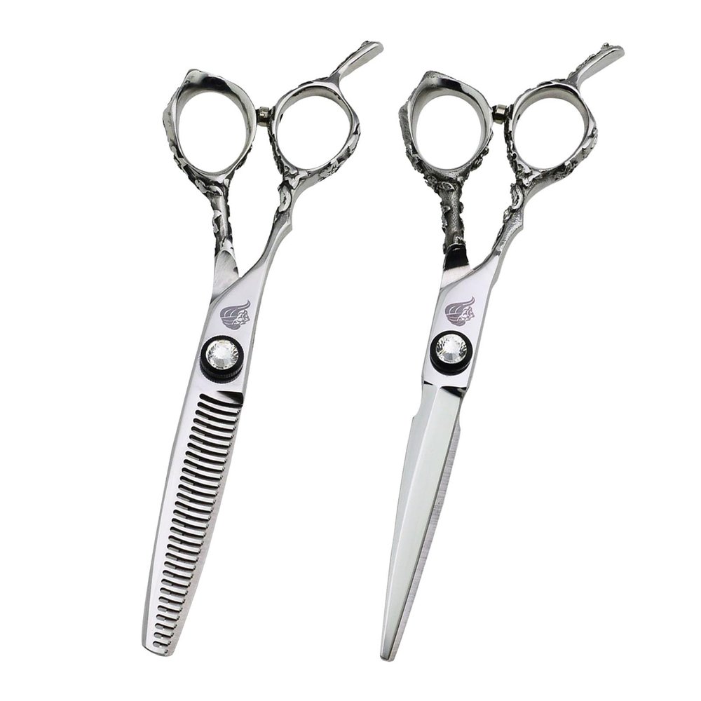 6 Inch Left Hand Scissors Slide and Dry Shears Lefty Barber Accessories for Left Handed Hairdresser Professional Lefty Hairdressing Cutting Scissors Straight Clippers(Kit)
