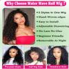 Water Wave Half Wig Human Hair 3 In 1 Adjustable Drawstring 18 Inch Curly Half Wig Seamless Flip Over Blend Edges Invisible Hairline Glueless Wigs Wear Go Beginner Friendly Curly Half Wigs for Women view 4