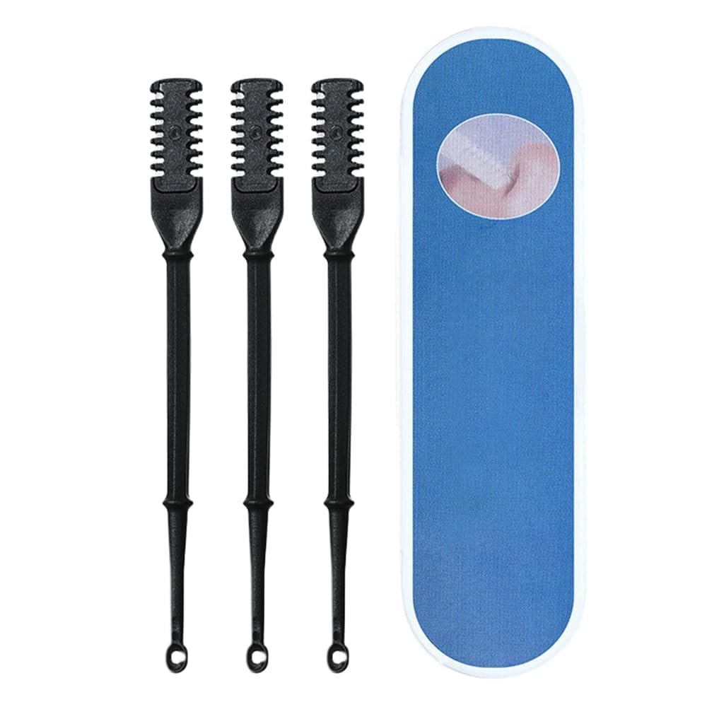 2-in-1 Nasal Hair Cutter, 2025 Upgrade Double Sided Nose Hair Knife, Rotating Nasal Hair Razor Cutter with Ear Picker for Women and Men, 360 Degree Rotating Manual Nose Hair Trimmer (Black)