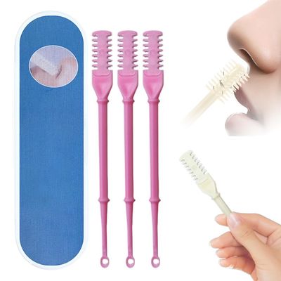 2-in-1 Nasal Hair Cutter, 2025 Upgrade Double Sided Nose Hair Knife, Rotating Nasal Hair Razor Cutter with Ear Picker for Women and Men, 360 Degree Rotating Manual Nose Hair Trimmer (Pink)