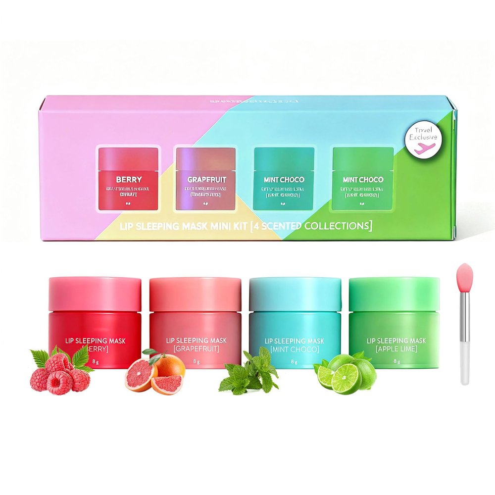4PCS Lip Sleeping MaskKorean Lip Mask Jelly Sleep Lip BalmLip Mask SetReduce Lip Lines and Improve Lip ColorOvernight Lip Treatment Care for Dry Cracked LipsMoisturizing, Hydrating, Nourishing