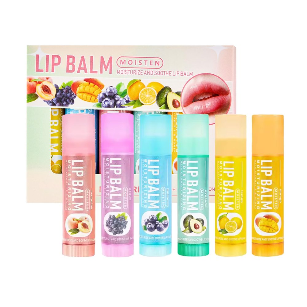 6 PCS Natural Lip Balm,Anti Chapping Lip Mmoisturizers,Fruit Flavoured Lip Balms,Moisturizing lip care,wrinkle-reducing lip balm,cracking,Moisturizing & Plump Quickly Replenishing Moisture