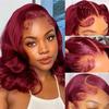 12 Inch Burgundy Bob Wig Human Hair 13X4 Lace Front Wigs Human Hair Pre Plucked 99j Burgundy Wig HD Transparent Lace Frontal 200% Dedsity Short Body Wave bob Wine Red Wigs for Women view 1