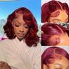 10 Inch Burgundy Bob Wig Human Hair 13X4 Lace Front Wigs Human Hair Pre Plucked 99j Burgundy Wig HD Transparent Lace Frontal 200% Dedsity Short Body Wave bob Wine Red Wigs for Women view 1