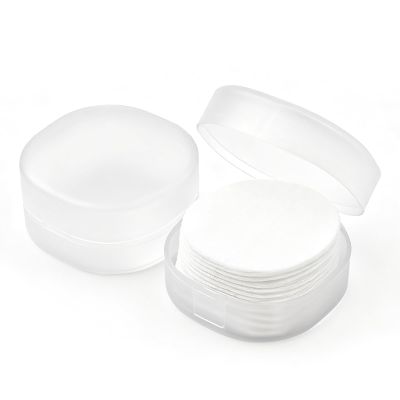 2 Pcs Portable Cotton Round Holder, Plastic Lightweight Cotton Round Dispenser, Small White Transparent Cottons Pads Holder for Makeup Remover Cottons Balls Powder Puff Floss Balls Beads Small Items