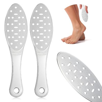 2 Pcs Stainless Steel Foot Scraper Metal Foot File Double Sided File Callus Remover Professional Feet Rasp Scrubber for Wet or Dry Skin Easy to Clean Pedicure Tool Heel (Fresh Style)