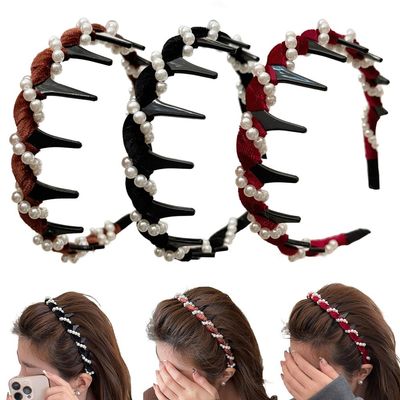 2025 New U Shape Fashion Tooth Hair Comb Headband, High Cranium Head Bands for Women's Hair, Reversible Korean Headbands with Teeth for Women Gifts for Teen Girls (4, M)