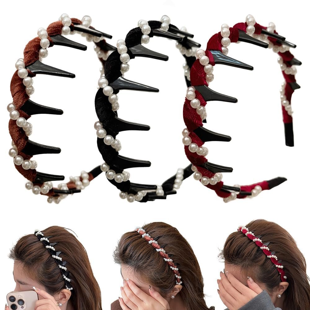 2025 New U Shape Fashion Tooth Hair Comb Headband, High Cranium Head Bands for Women's Hair, Reversible Korean Headbands with Teeth for Women Gifts for Teen Girls (4, M)