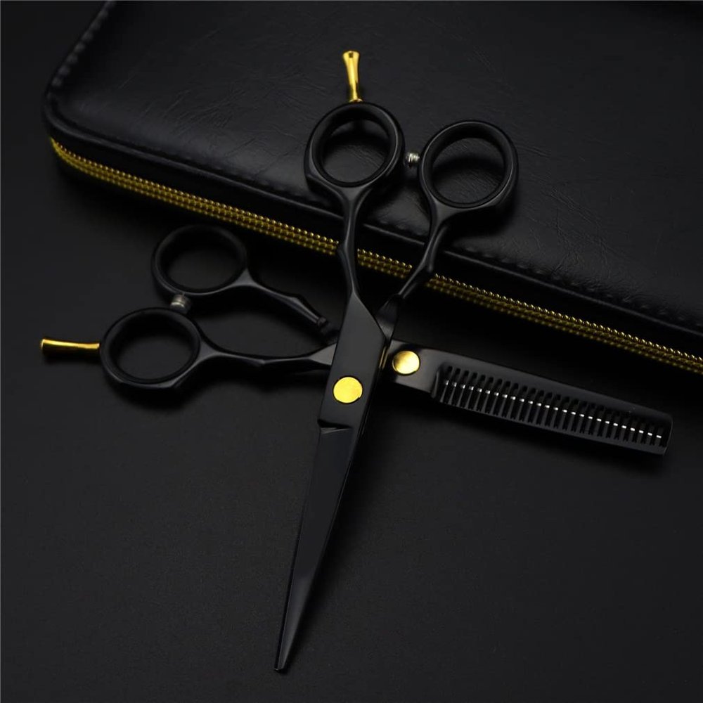 5.5 Inch Black Professional Salon Barber Hairdressing Scissors, Multifunctional Haircut Barber Shears Tools, Sharp And Precise, for Women, Men And Hairdressers