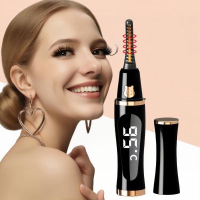 2025 Upgraded Heated Eyelash Curler  Fast 5s Heat-Up, USB Rechargeable Electric Eyelash Curler, 3 Temperature Modes, LED Display, Anti-Burn, 24H Long-Lasting Curl, Perfect Gift for Women (Black A)