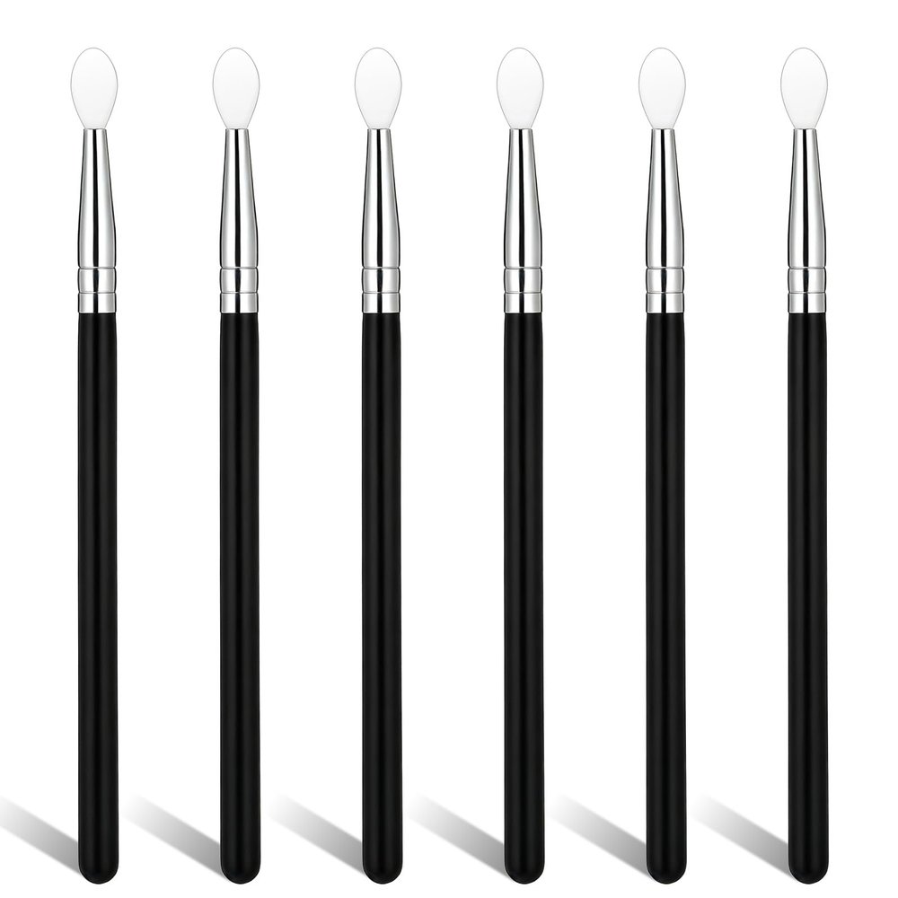 6Pcs Silicone Makeup Applicator Shadow Brush Silicone Eyeshadow Lip Mask Makeup Brushes Eyeshadow Applicators Lip Mask Brushes for Gloss Cream Reusable Professional Tools for Applying Eye Shadows