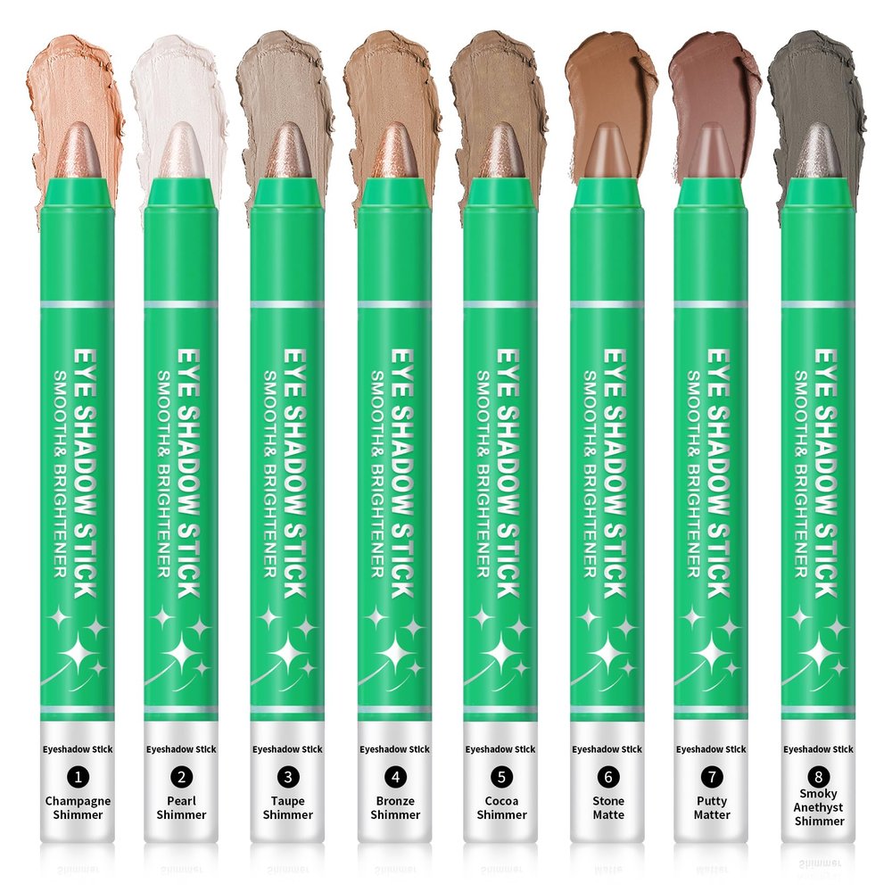 AWCCXMYM 8PCS Eye Shadow Sticks Smooth Matte Cream Eyeshadow Stick Set Long-Lasting & Waterproof Shimmer Eyeshadow Pencil for Daily & Party Christmas Eye Makeup