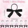 12PCS Hair Ties with Bows, Silky Satin Ribbon Bow Hair Tie with Tail, Cute Black & White Bowknot Ribbon Ponytail Holders Elastics No Damage Hairs Bands Hairs Barrettes for Women Girls Accessories view 2