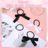 12PCS Hair Ties with Bows, Silky Satin Ribbon Bow Hair Tie with Tail, Cute Black & White Bowknot Ribbon Ponytail Holders Elastics No Damage Hairs Bands Hairs Barrettes for Women Girls Accessories view 4