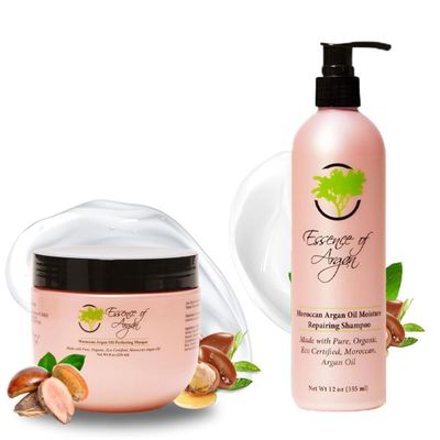Essence Of Argan Hair Nourishing Shampoo & Deep Conditioning Hair Mask with 100% Pure Moroccan Argan Oil