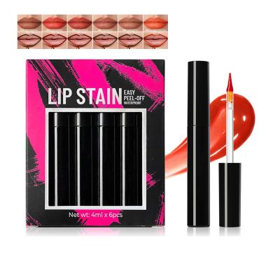 6 Colors Lip Stain Peel Off Set, Highly Pigmented Lipstick Collection with Nourishing Formula for Hydrated, Smooth Lips,Transfer-Resistant, Smudge-Proof, All-Day Wear for Daily Use and Parties 0.85 oz