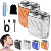 Small Steel Cannon Suspended Magnetic Blade Shaver, Double Ring Magnetic Suction Blade, New Portable Rotary Electric Shaver, Wet & Dry Use, Low-Noise Mini Electric Shaver for Home Travel (2PCS-A-C) view 1