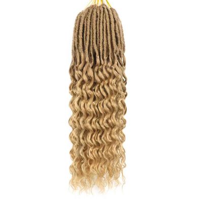 Deep Faux Locs Crochet Hair 18 Inch 8 Packs Goddess Locs Crochet Hair Soft Loc Crochet Braids with Curly Ends Pre Looped Deep Wavy Crochet Braids for Black Women (18 Inch, Blonde)