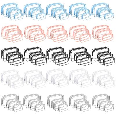 100 Pcs Clear Makeup Bags Bulk(25 Small, 50 Medium,25 Large) Tsa Approved Toiletry Bag Cosmetic Bag Waterproof Travel Small Pouches with Zipper for Men and Women (Muti Color)