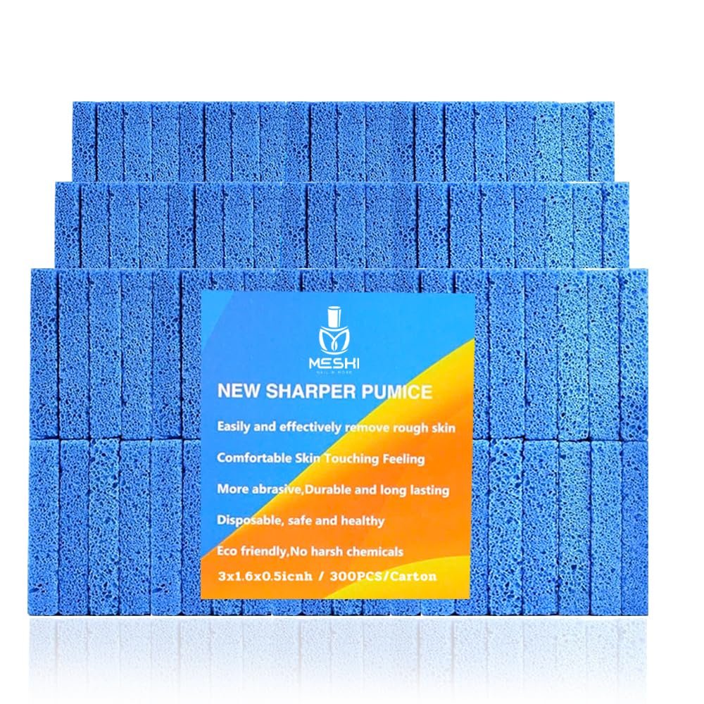 Bulk 300 Disposable Pumice Stone Blocks for Pedicure Foot Care, Callus Remover and Exfoliating Spa Tools, Blue Single Use Supplies