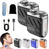 Mini Shaver, Small Steel Cannon Suspended Magnetic Blade Shaver, Mini Electric Explosive Shavers for Men, Waterproof, USB Fast Charging, Compact Travel Size (2PCS-Black) view 1