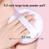 2 Pack Extra Large 5.2" White Powder Puffs and 5.3" Glass Container  Oversized Soft Body & Face Large Powder Puff Dusting Powder Jar Holder Case(Black Glass) view 2