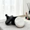 2 Pack Extra Large 5.2" White Powder Puffs and 5.3" Glass Container  Oversized Soft Body & Face Large Powder Puff Dusting Powder Jar Holder Case(Black Glass) view 4