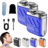 Mini Shaver, Small Steel Cannon Suspended Magnetic Blade Shaver, Mini Electric Explosive Shavers for Men, Waterproof, USB Fast Charging, Compact Travel Size (2PCS-Blue) view 1