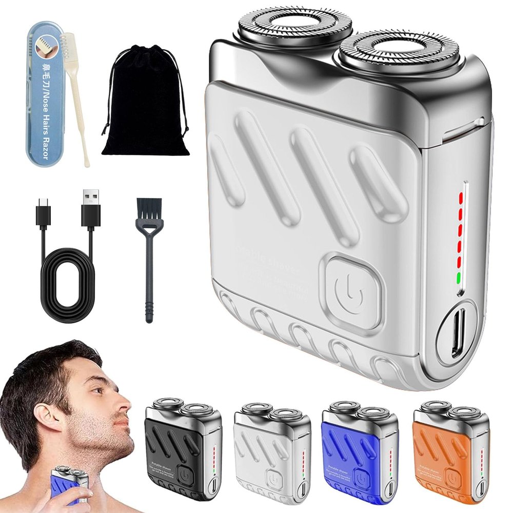 Mini Shaver, Small Steel Cannon Suspended Magnetic Blade Shaver, Mini Electric Explosive Shavers for Men, Waterproof, USB Fast Charging, Compact Travel Size (1PC-White)