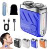 Mini Shaver, Small Steel Cannon Suspended Magnetic Blade Shaver, Mini Electric Explosive Shavers for Men, Waterproof, USB Fast Charging, Compact Travel Size (1PC-Blue) view 1