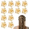12 Pack Small Gold Flower Hair Clips for Women Girls, Mini Pearl Claw Clips with Flower Design, Small Hair Clip with Sparkling Floral Design, Mini Christmas Holiday Gift Set for Girls Women view 1