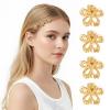 12 Pack Small Gold Flower Hair Clips for Women Girls, Mini Pearl Claw Clips with Flower Design, Small Hair Clip with Sparkling Floral Design, Mini Christmas Holiday Gift Set for Girls Women view 4