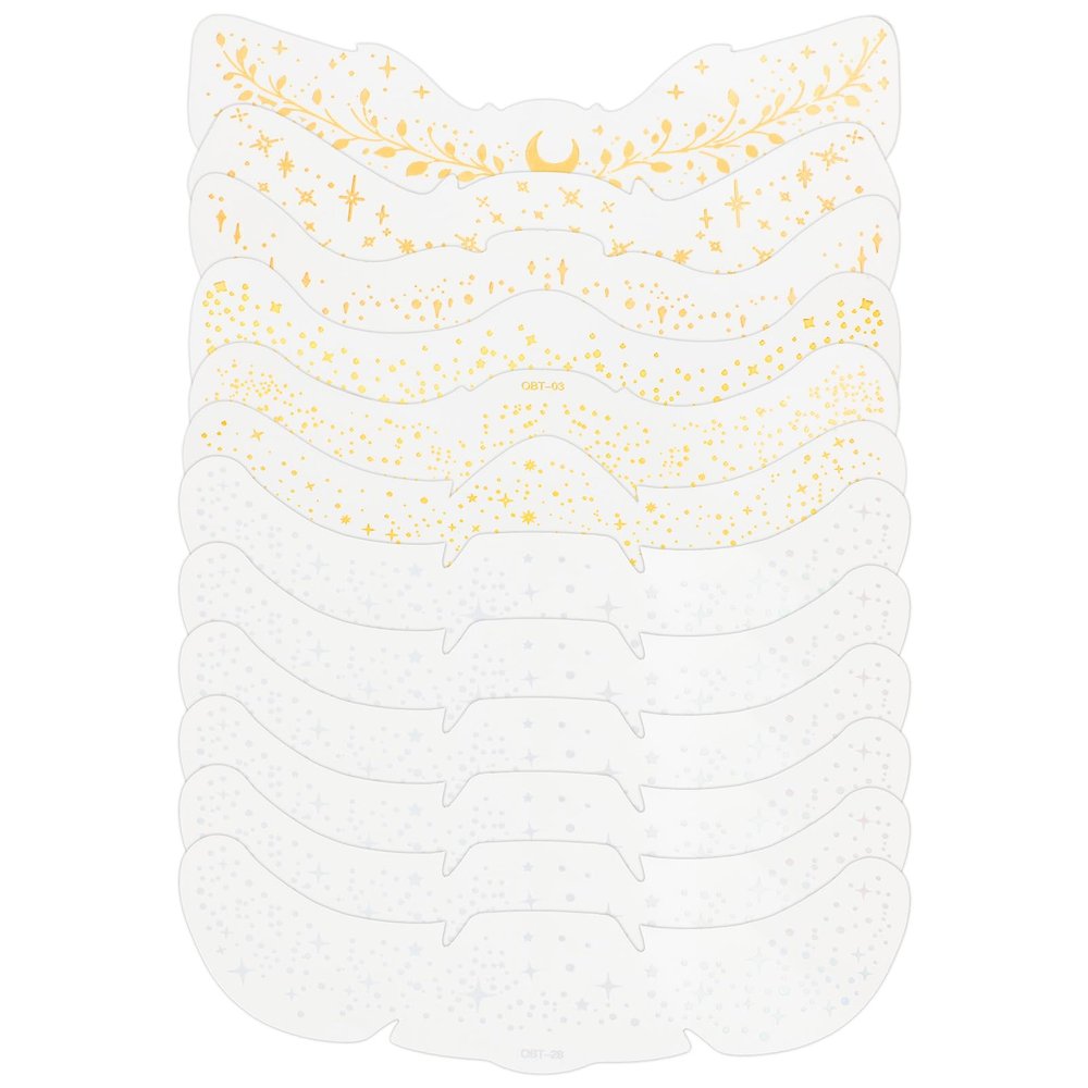 12pcs Glitter Freckles Face Tattoo, Waterproof Sparkle Temporary Face Tattoos Glitter Makeup Patches Fake Freckle Stickers for Women Cosplay Carnival Party Festival (Gold & Colorful)