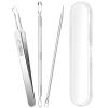 3PCS Pimple Extractor Acne Treatment Tool Professional Stainless Blackhead Comedone Removal Popper Tool for Face Nose Blackhead Extractor Tool (Silver) view 1