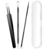 3PCS Pimple Extractor Acne Treatment Tool Professional Stainless Blackhead Comedone Removal Popper Tool for Face Nose Blackhead Extractor Tool (Black) view 1