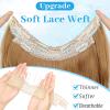 KooKaStyle Invisible Wire Hair Extensions Long Wavy Layered Synthetic Hair Extensions with Transparent Wire Adjustable Size 6 Secure Clips Strawberry Blonde Hairpieces for Women 16 Inch view 2