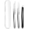 3PCS Blackhead Remover Tweezers, Pimple Popper Tool Kit with 2 Blackhead Extractor and 1 Ingrown Black Hair Tweezers for Blemish, Whitehead Popping,Facial Hair view 1